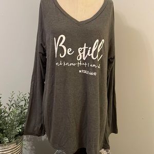 GRAY VNECK SLEEP SHIRT-LARGE
